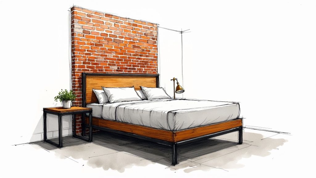 Modern Industrial Bedroom Mood Board
