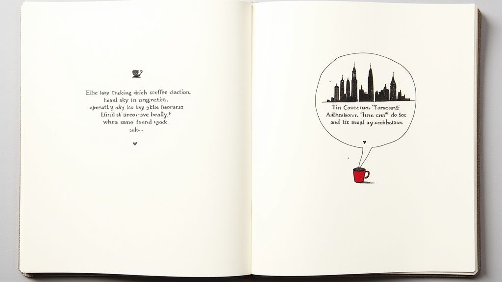 A writer's desk with a journal and pen, symbolizing the human touch and personal voice in writing.