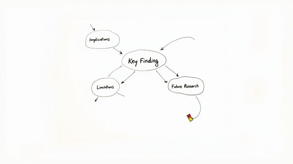 A magnifying glass held over a document, symbolizing the close interpretation of research findings.