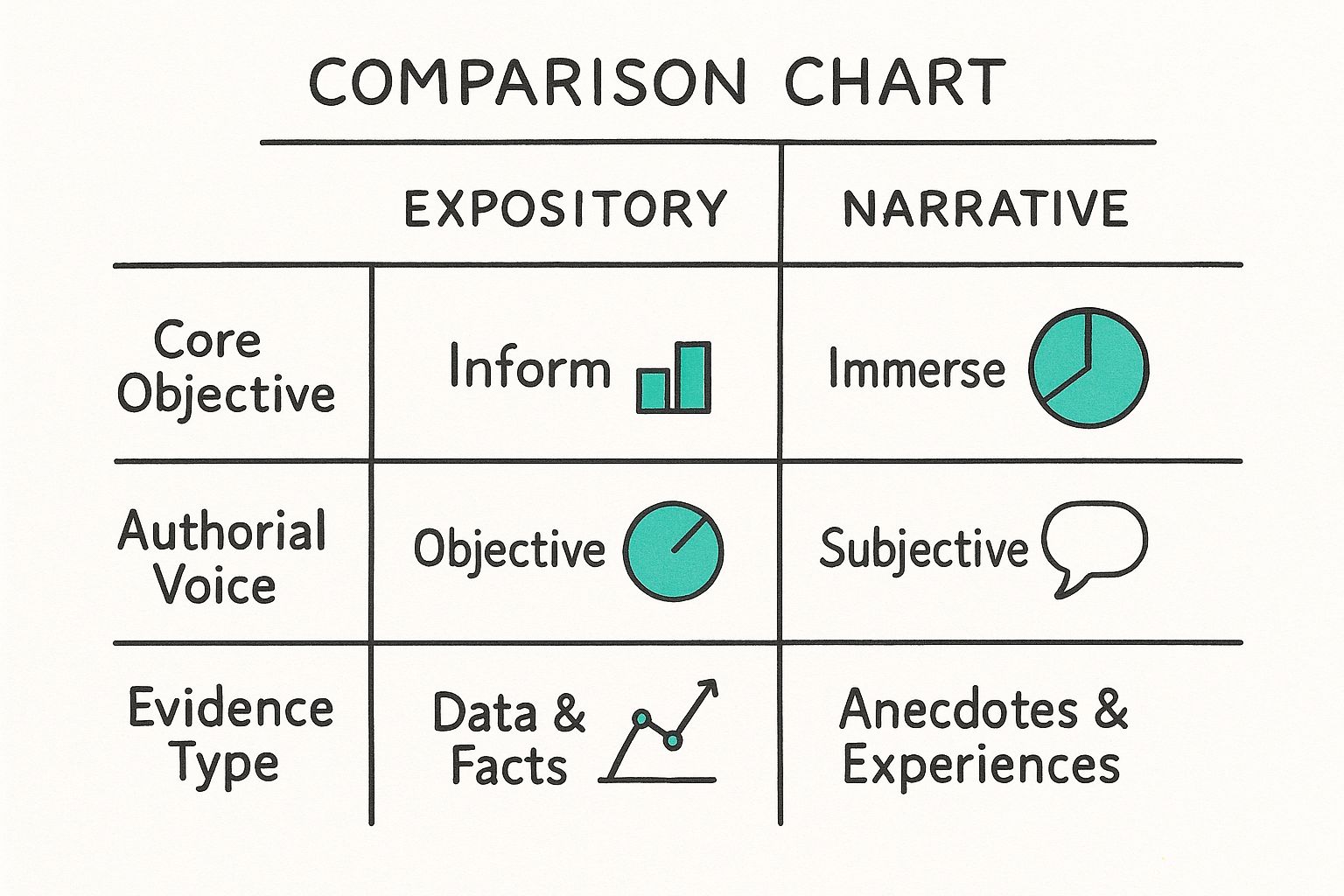 Infographic about expository vs narrative