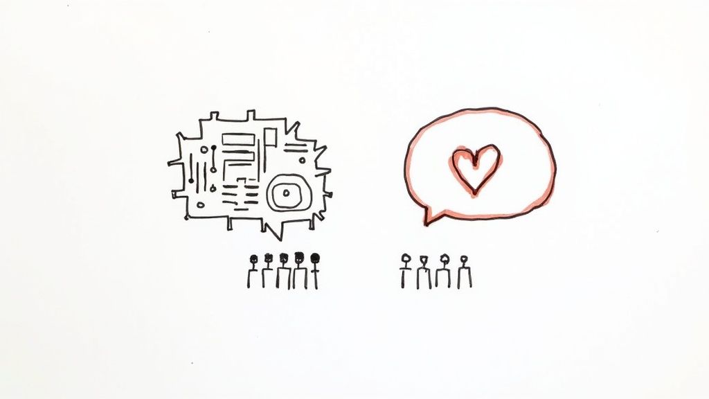 A person editing text on a laptop, symbolizing the human touch in AI content creation.