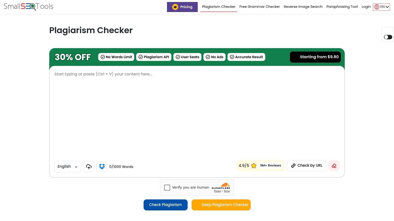 SmallSEOTools — Plagiarism Checker