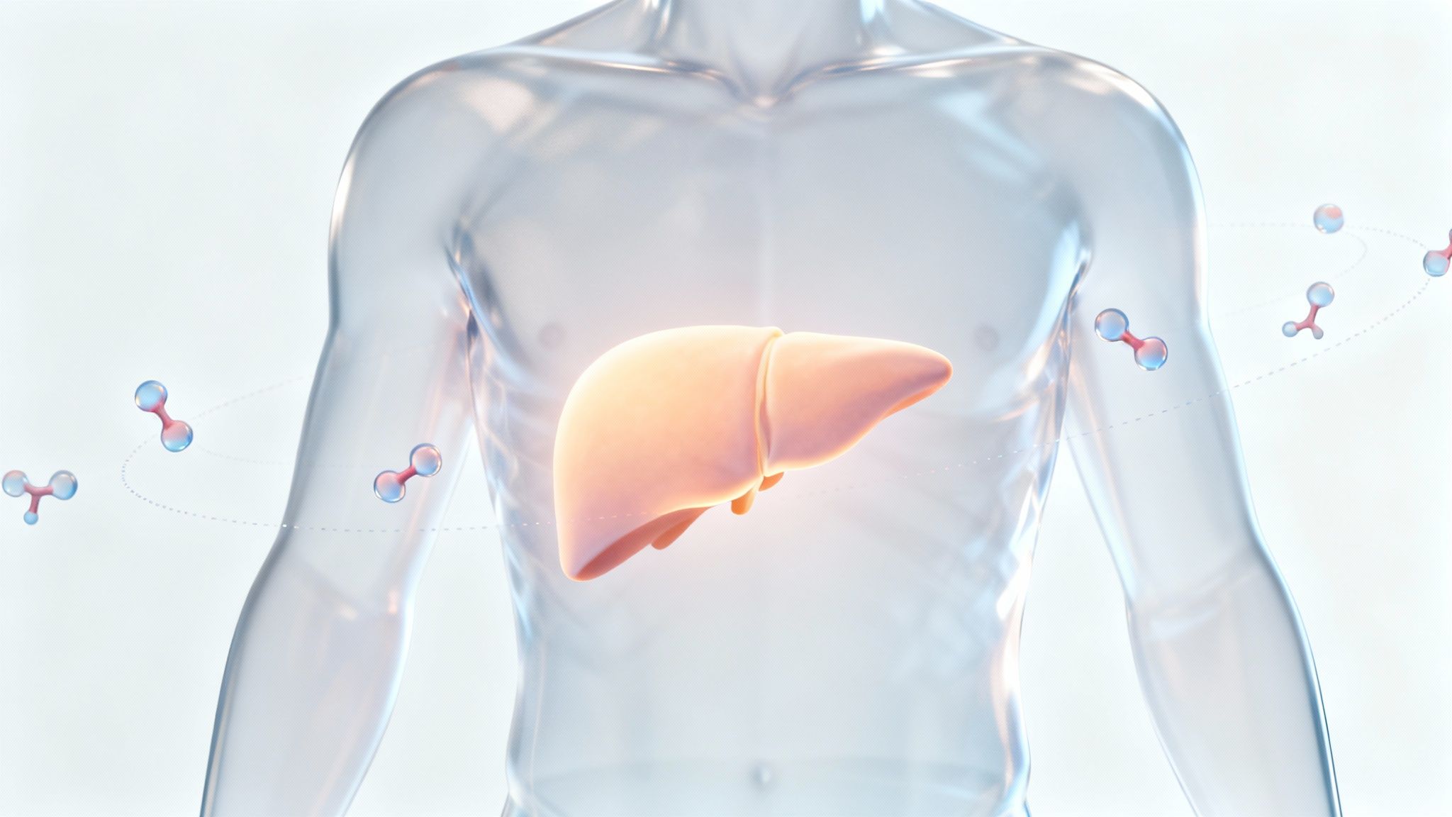 A colorful illustration showing a simplified diagram of how alcohol is metabolized in the liver, with enzymes breaking down ethanol into acetaldehyde and then acetate.