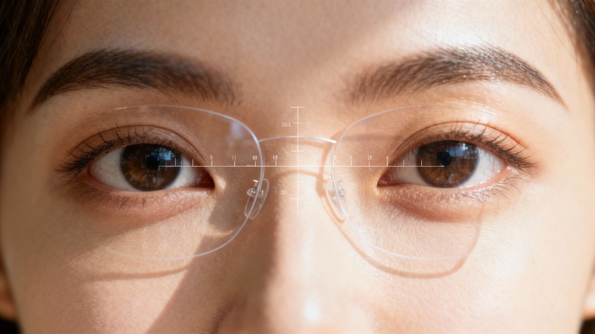 A smiling person wearing glasses, illustrating the importance of a proper fit.