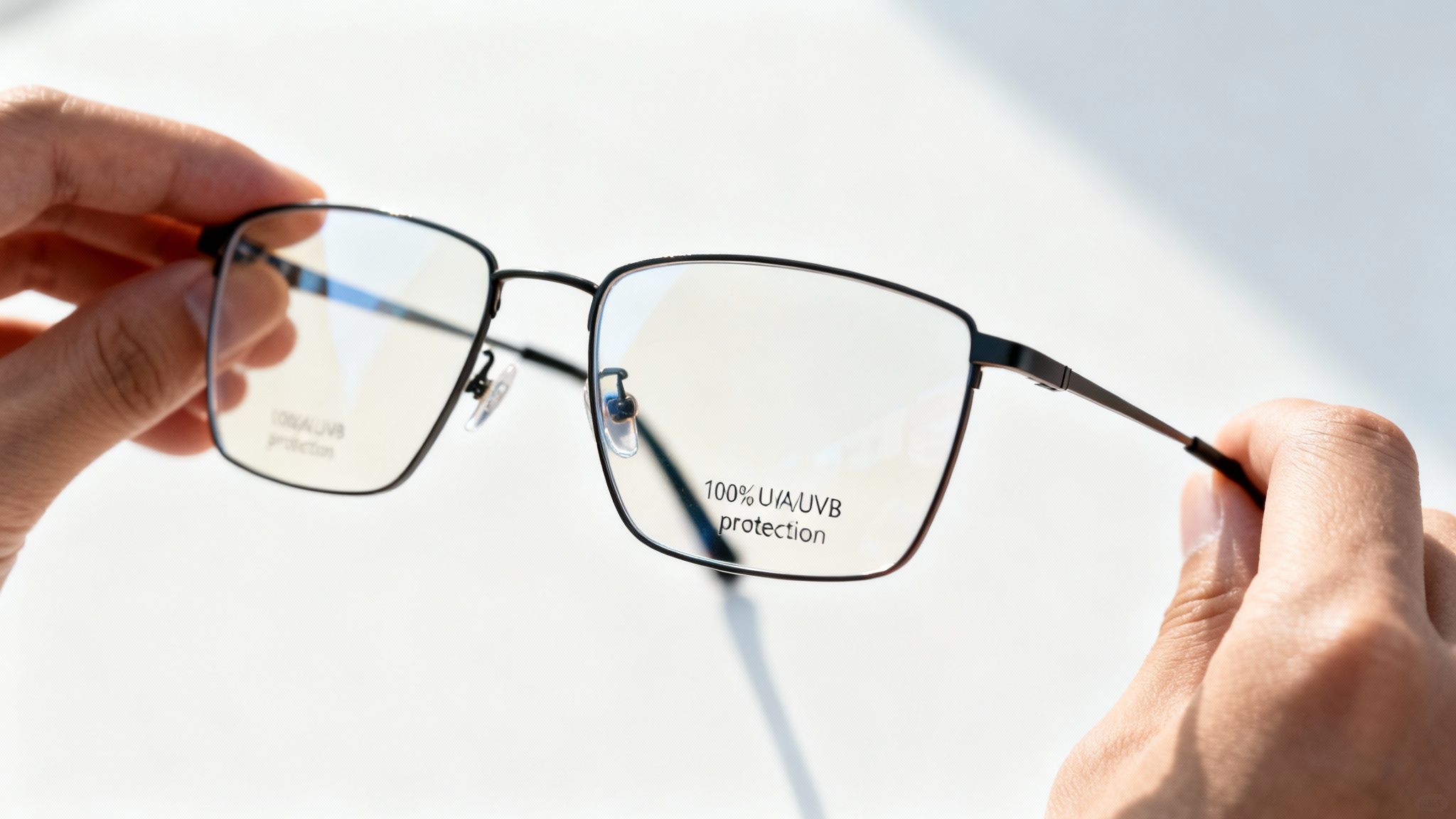 A pair of stylish driving glasses resting on a car's dashboard