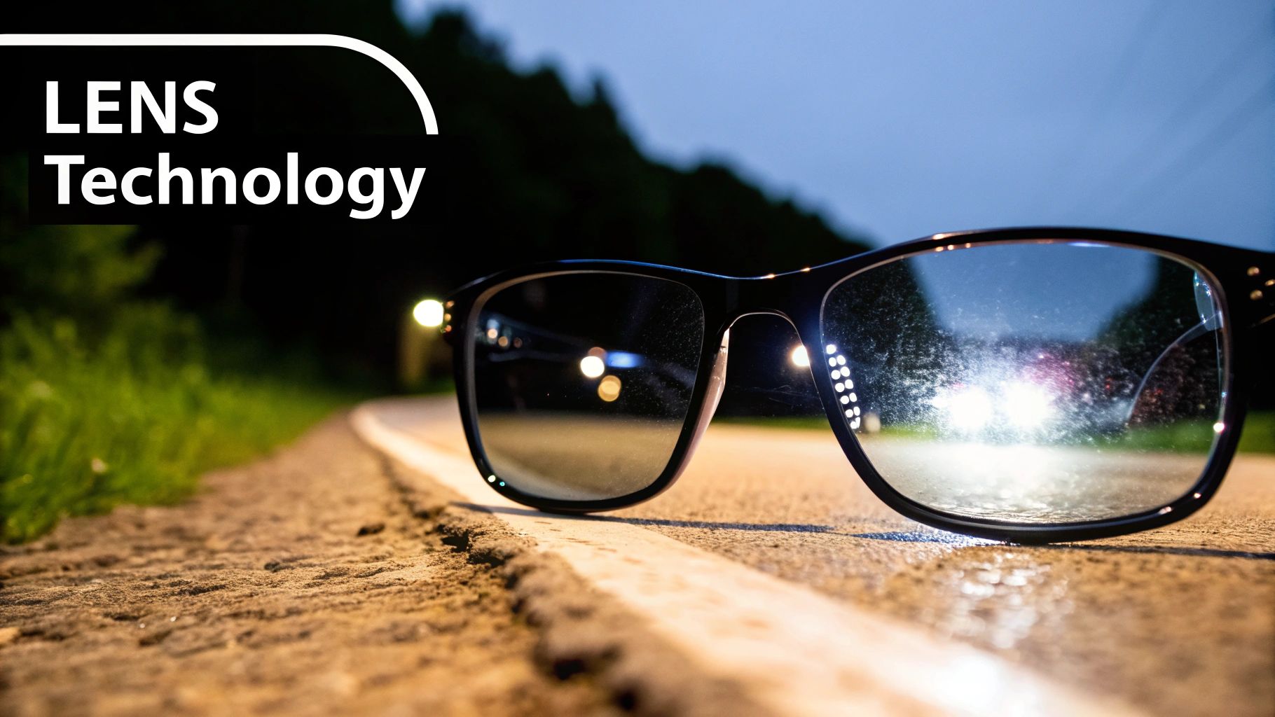 A pair of night driving glasses with yellow lenses, showing their sleek design.