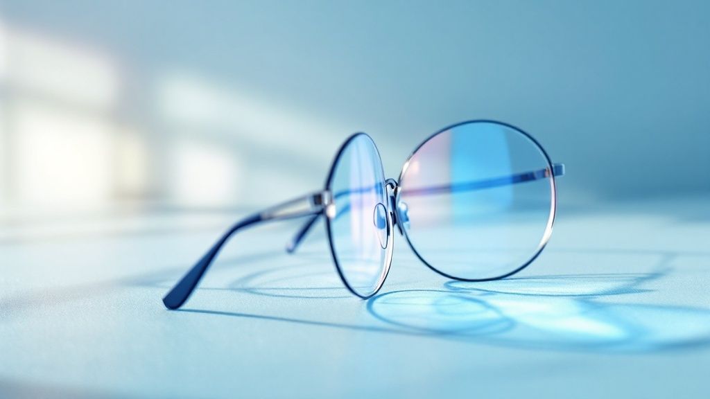 Woman wearing glasses looking thoughtfully at a computer screen