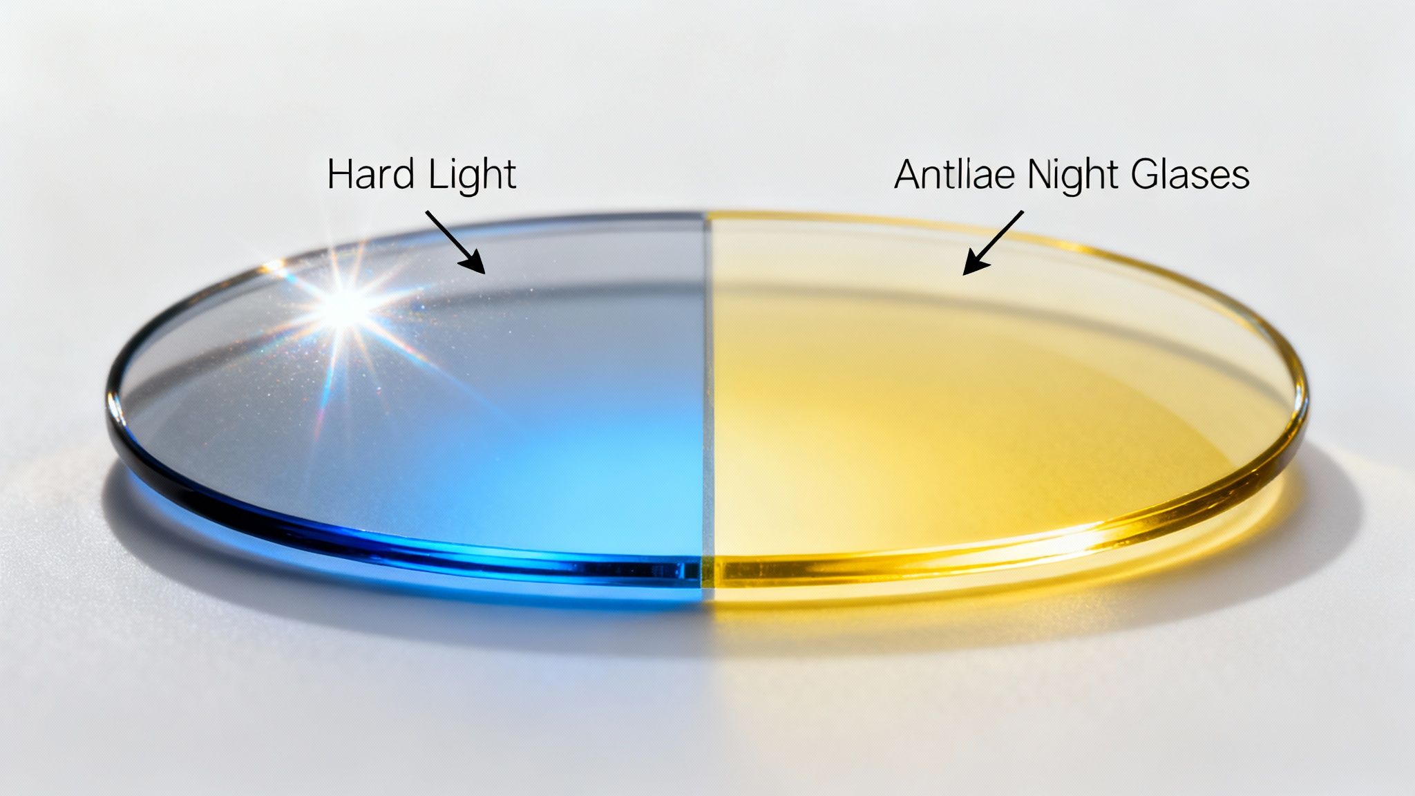 A close-up of anti glare night glasses lenses, showing how they reduce reflections and enhance clarity.