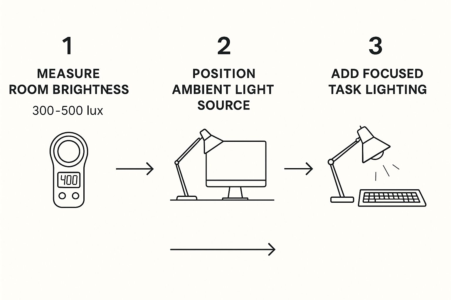 Infographic about best lighting for computer work