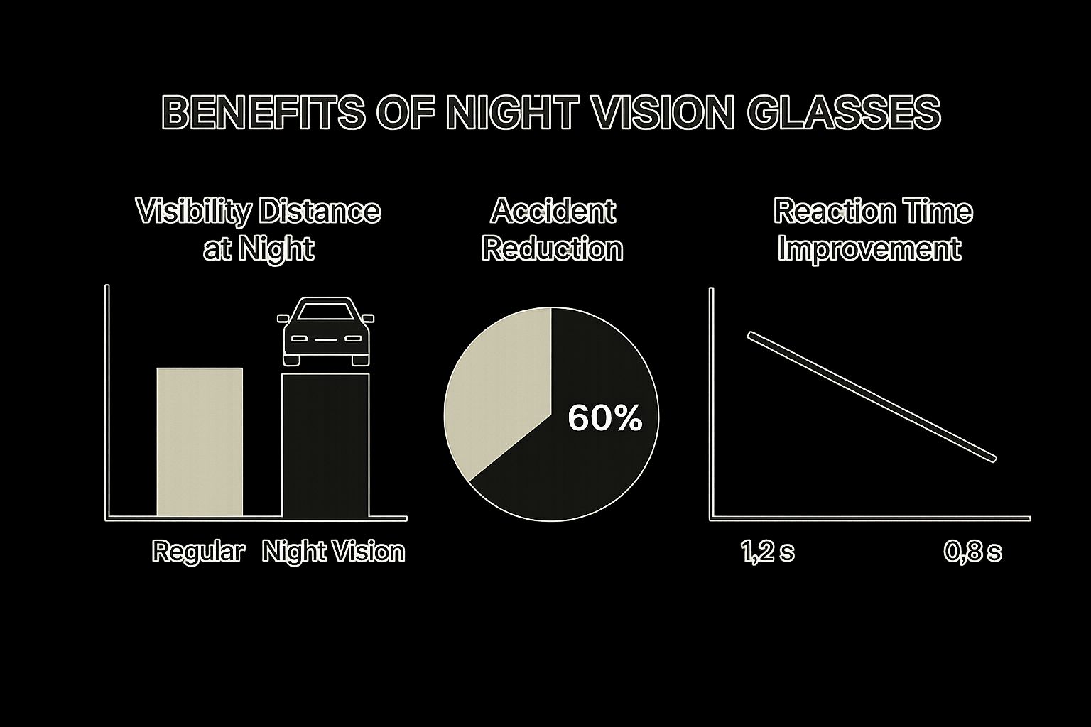 Infographic about night vision glasses for driving