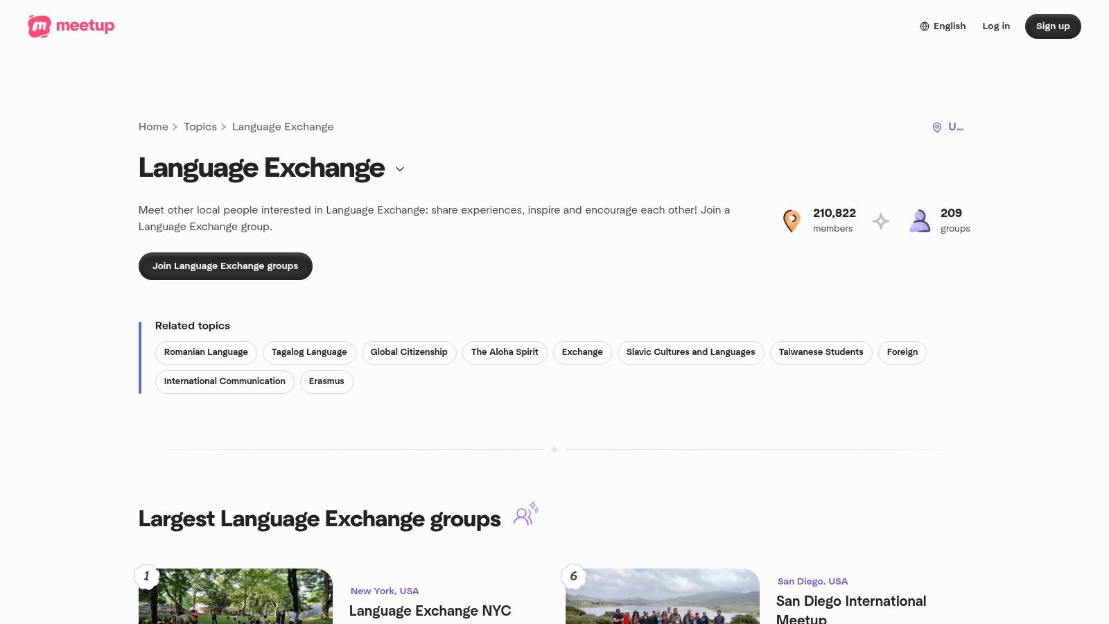 Meetup (Language Exchange groups)