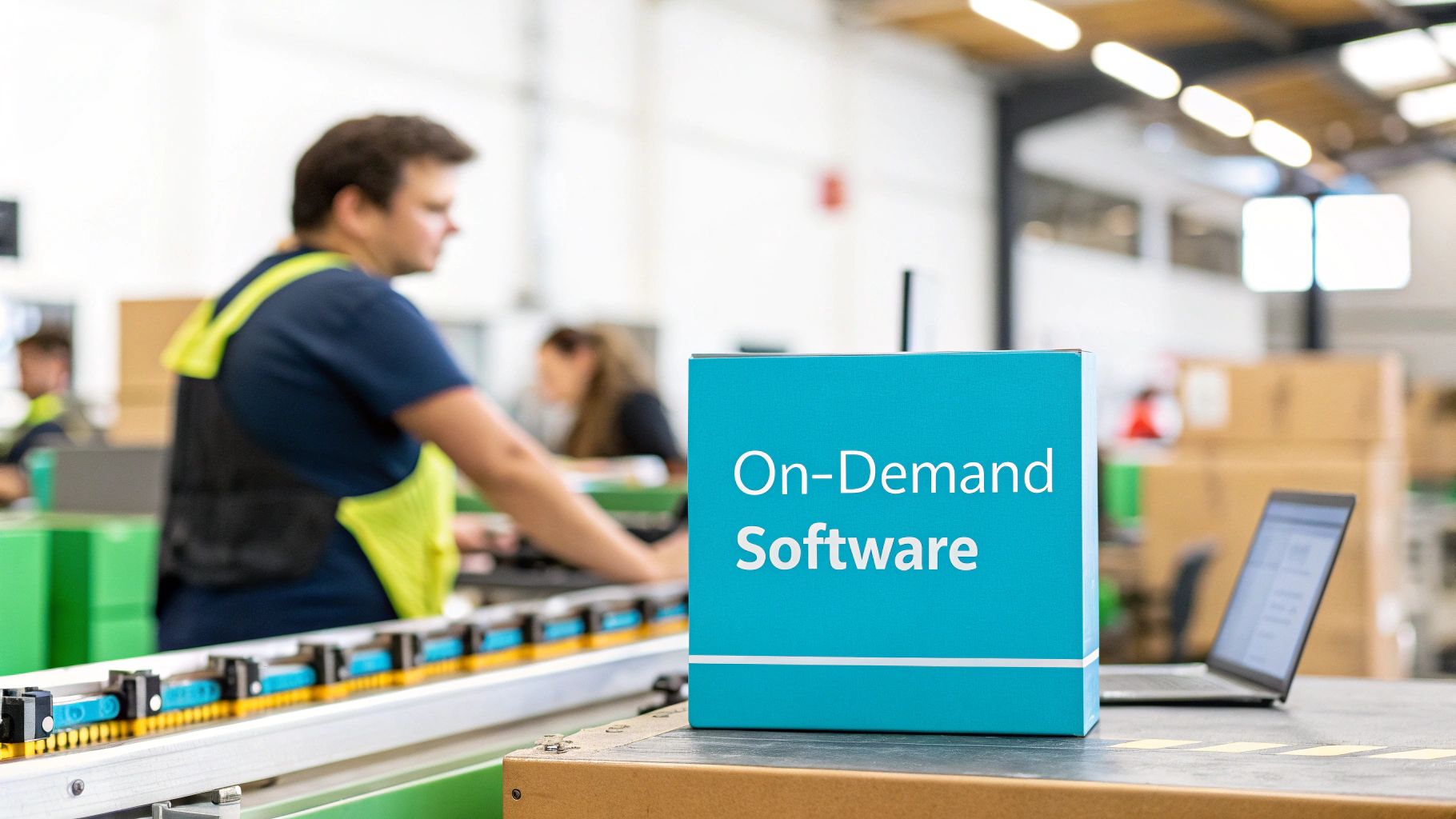 SaaS B2B business model illustrated with cloud subscription software