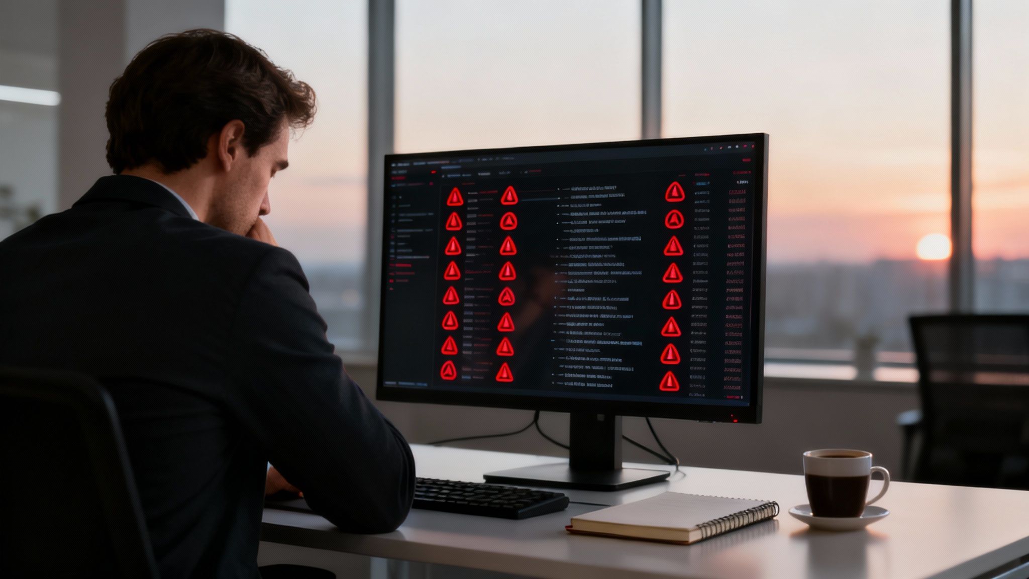 Panel de indicadores de riesgo humano en pantalla
