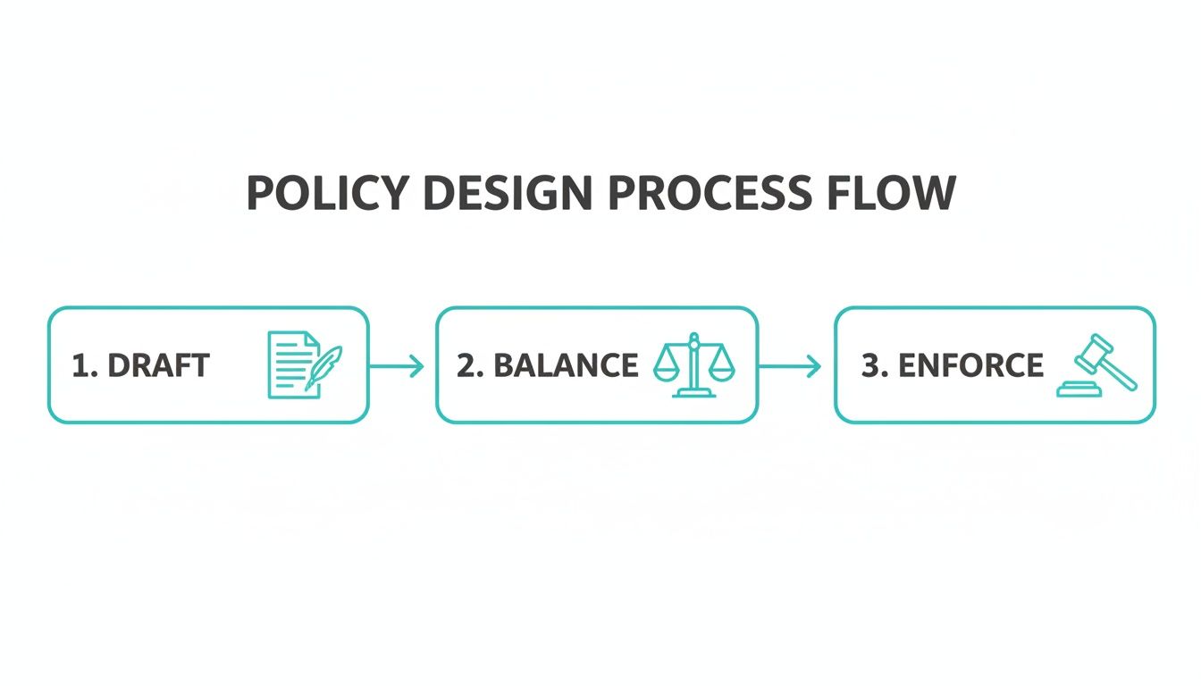 Employés consultant des politiques de travail internes