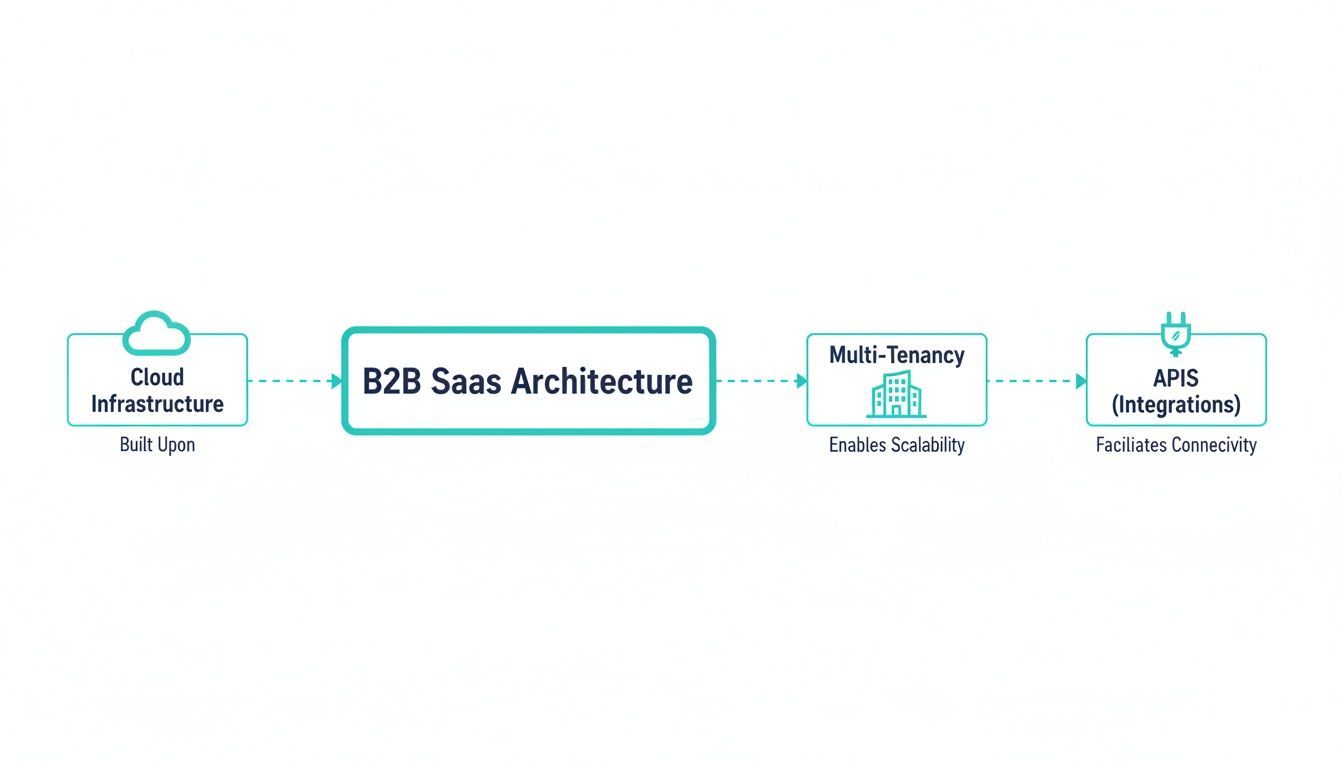 B2B SaaS platform architecture with cloud, multi-tenancy, and APIs