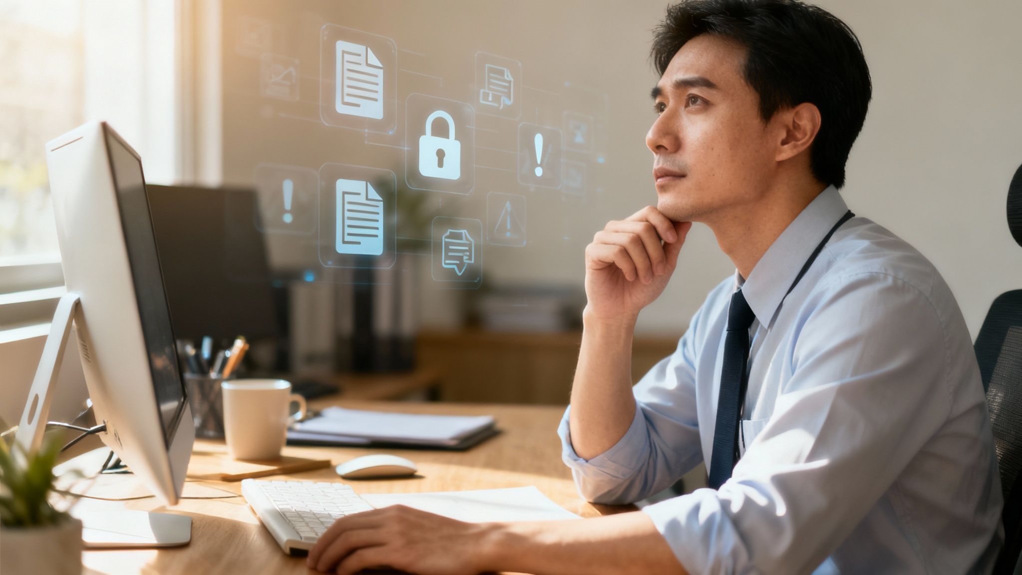 Équipe d’entreprise analysant les indicateurs de risque humain à l’aide d’un tableau de bord d’IA.