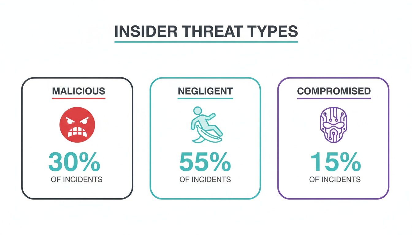 Diagram explaining the modern insider threats definition and human-factor risk