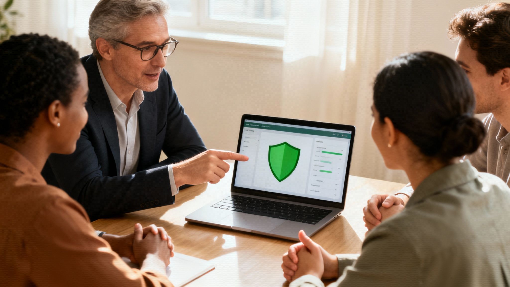 Business leaders discussing compliance and ethical prevention strategy.