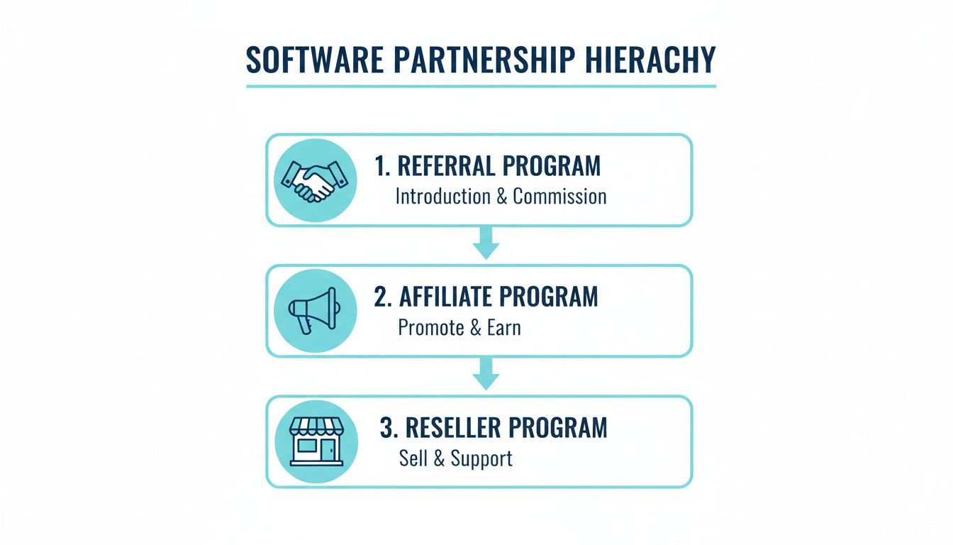 Software referral programs for SaaS growth shown as a customer advocacy loop