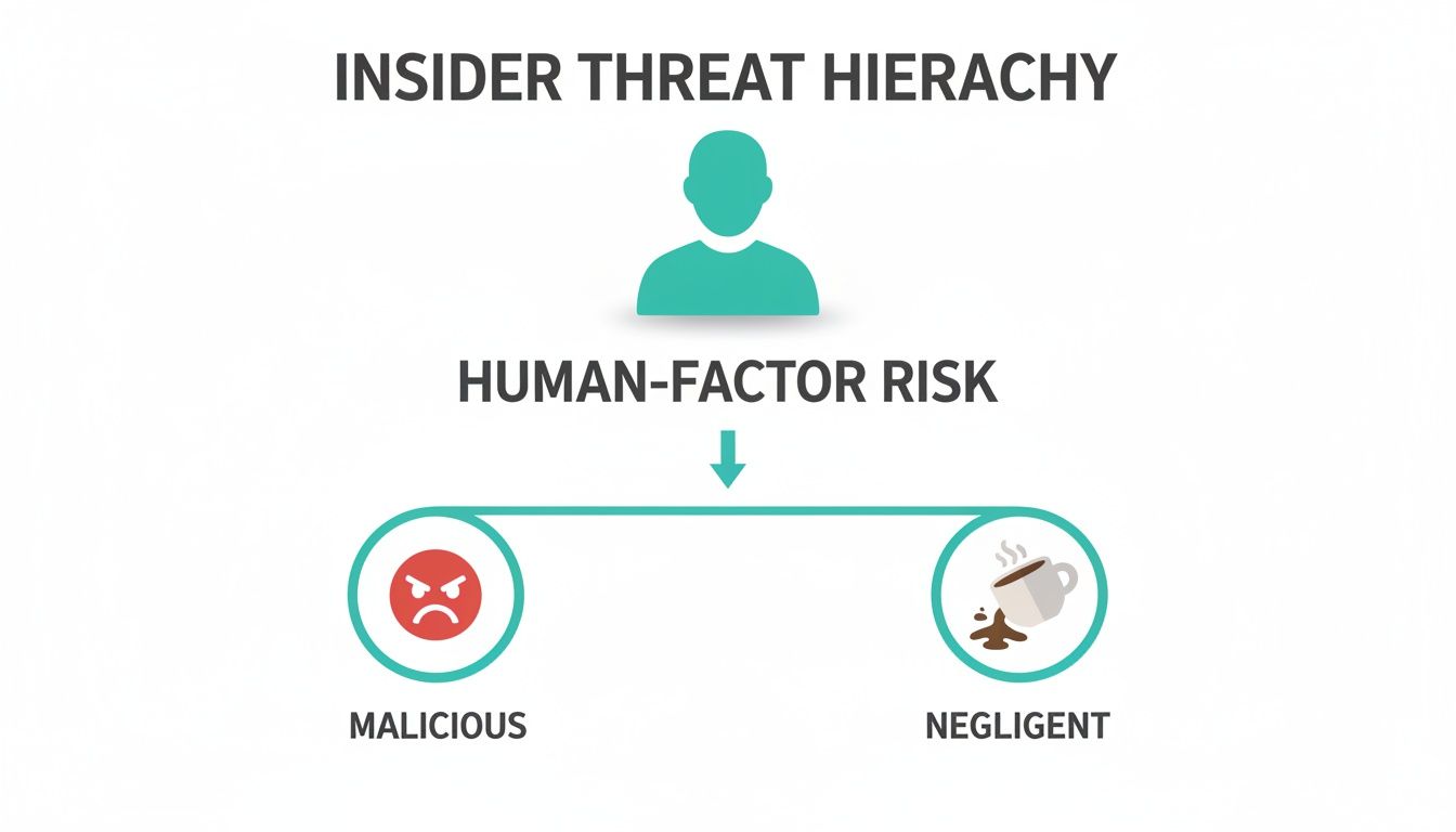 Diagram explaining the modern insider threats definition and human-factor risk