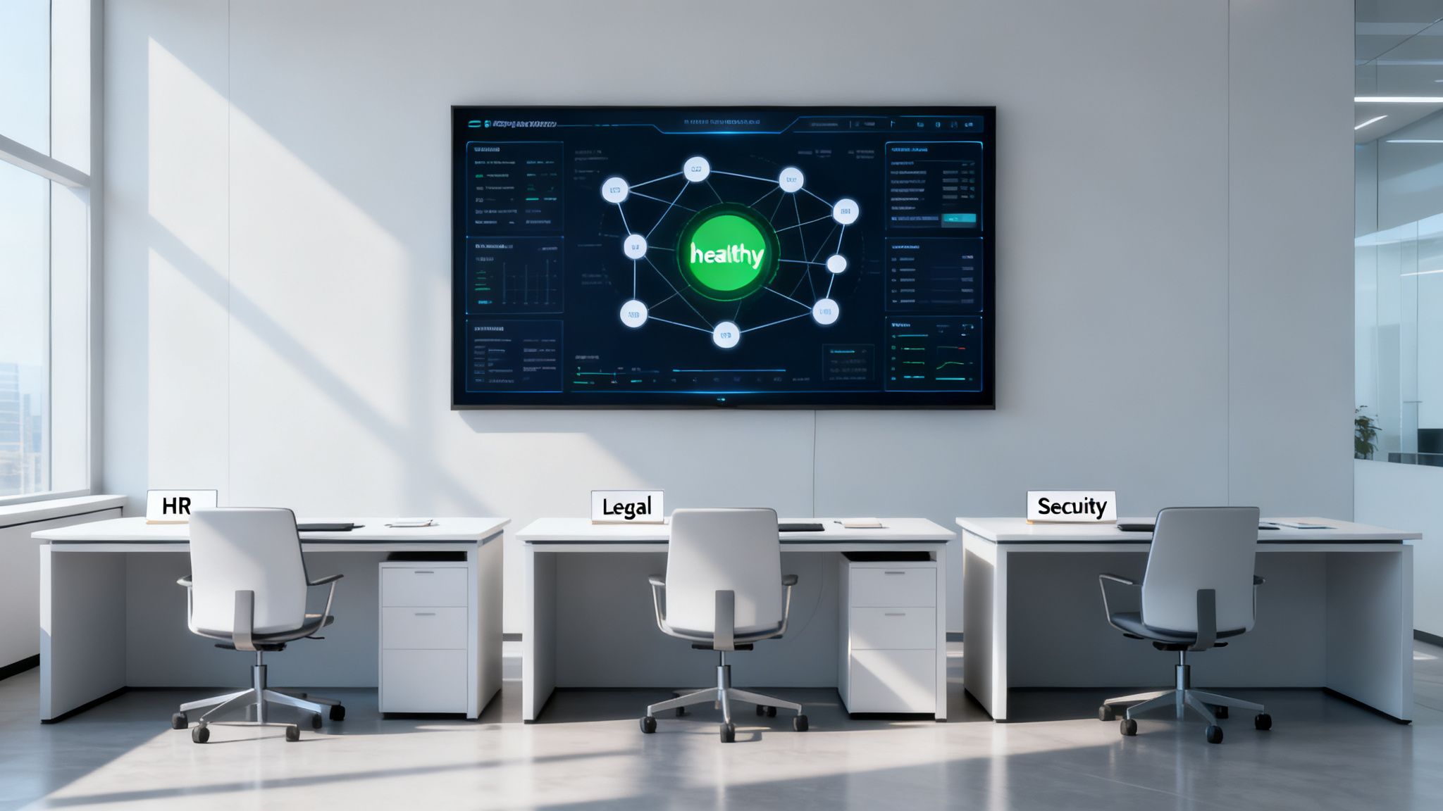 Équipe conformité utilisant logiciel de gestion des menaces internes