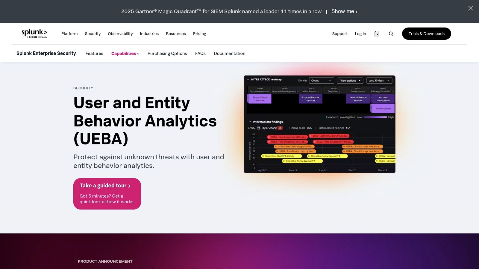 Splunk UEBA (nativo no Splunk Enterprise Security)