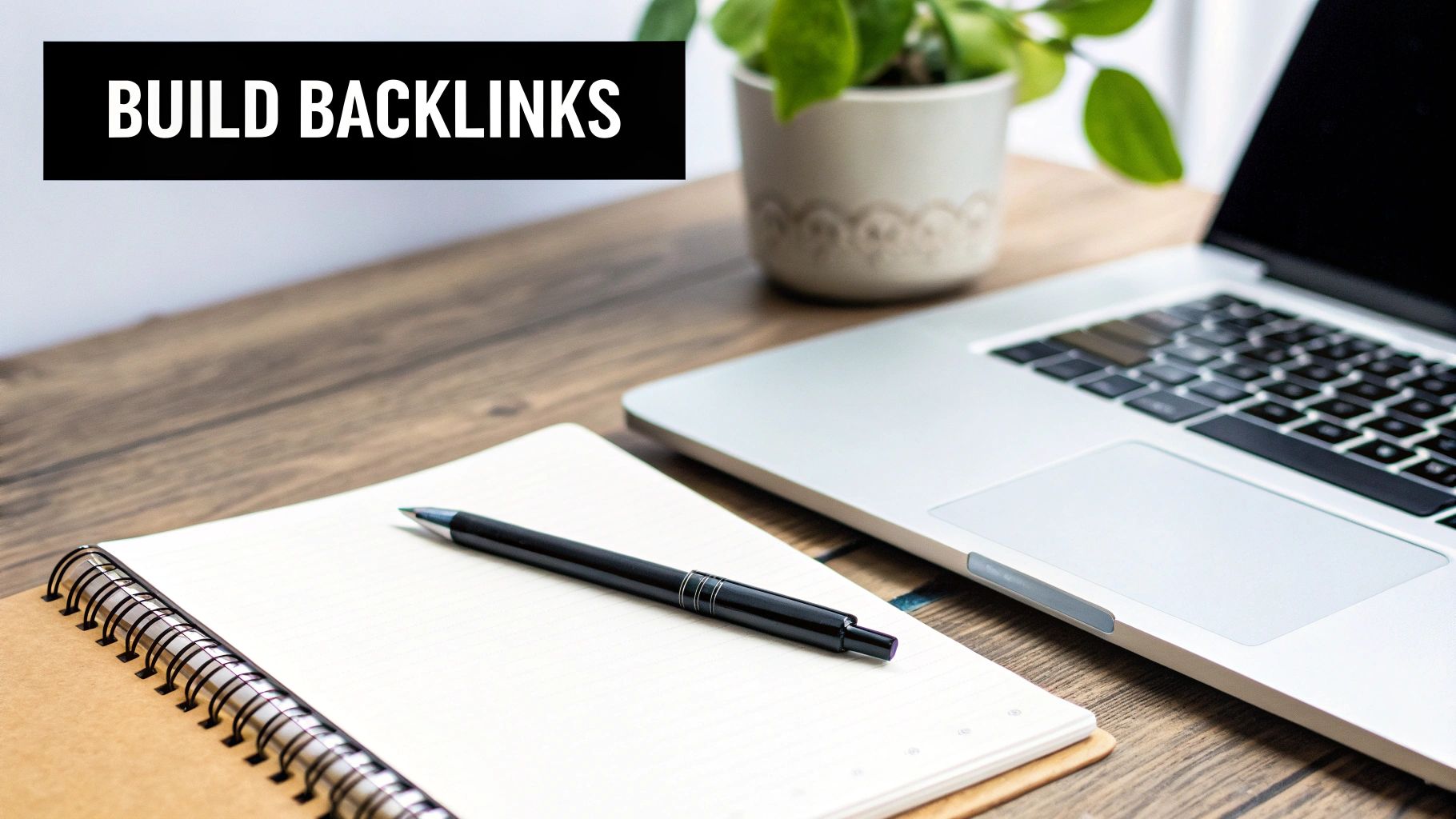 A person sitting at a desk with a laptop, focusing on a screen showing data charts and graphs, representing strategic SEO work.
