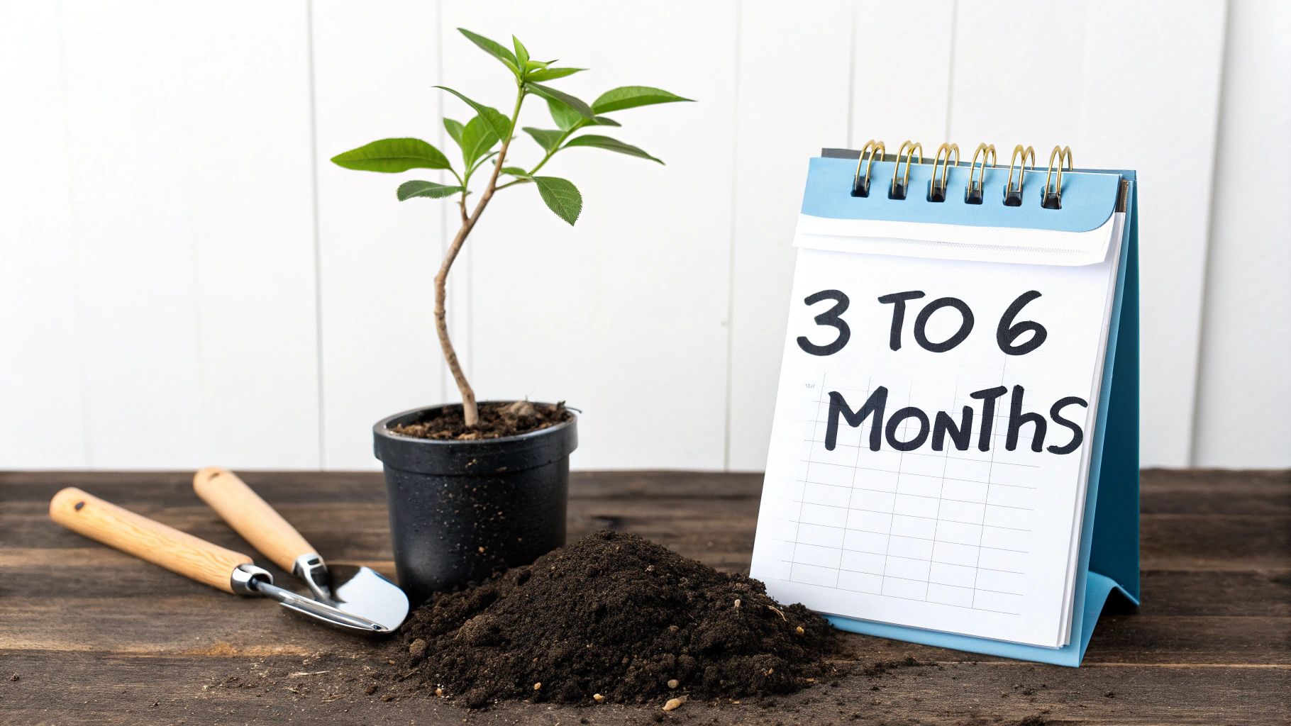 A person watering a small sprout in a pot, symbolizing the growth of SEO over time