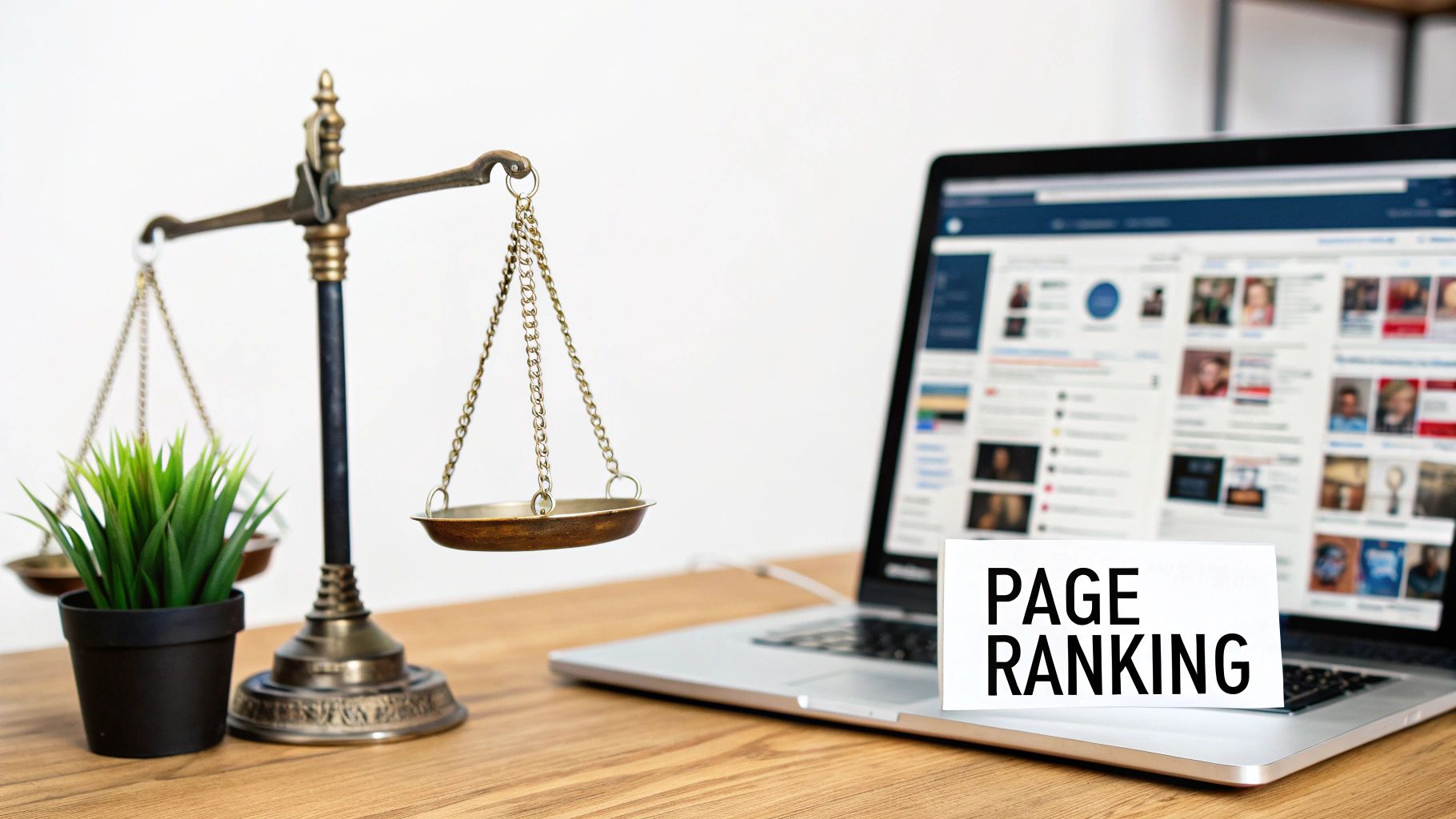 An abstract visual representing the concept of page ranking with interconnected nodes and links, illustrating authority and hierarchy.