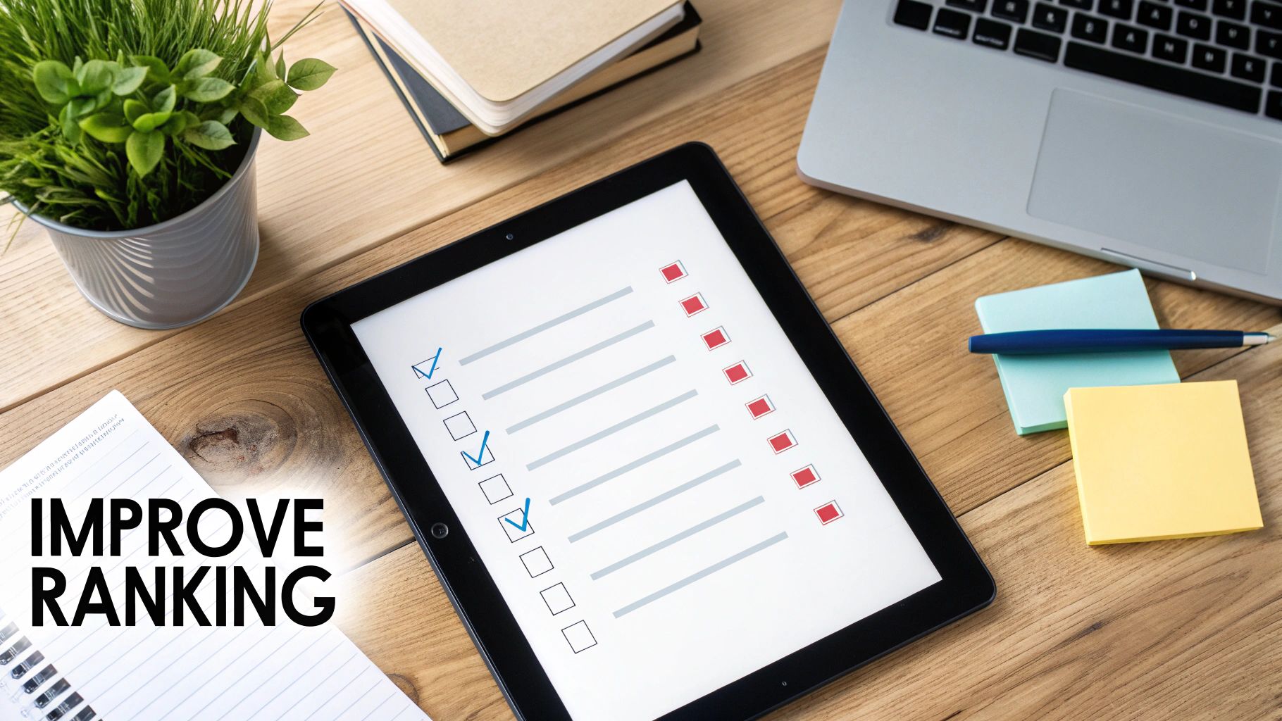 A person at a desk drawing a graph that shows upward growth, symbolizing strategic action to improve page ranking.