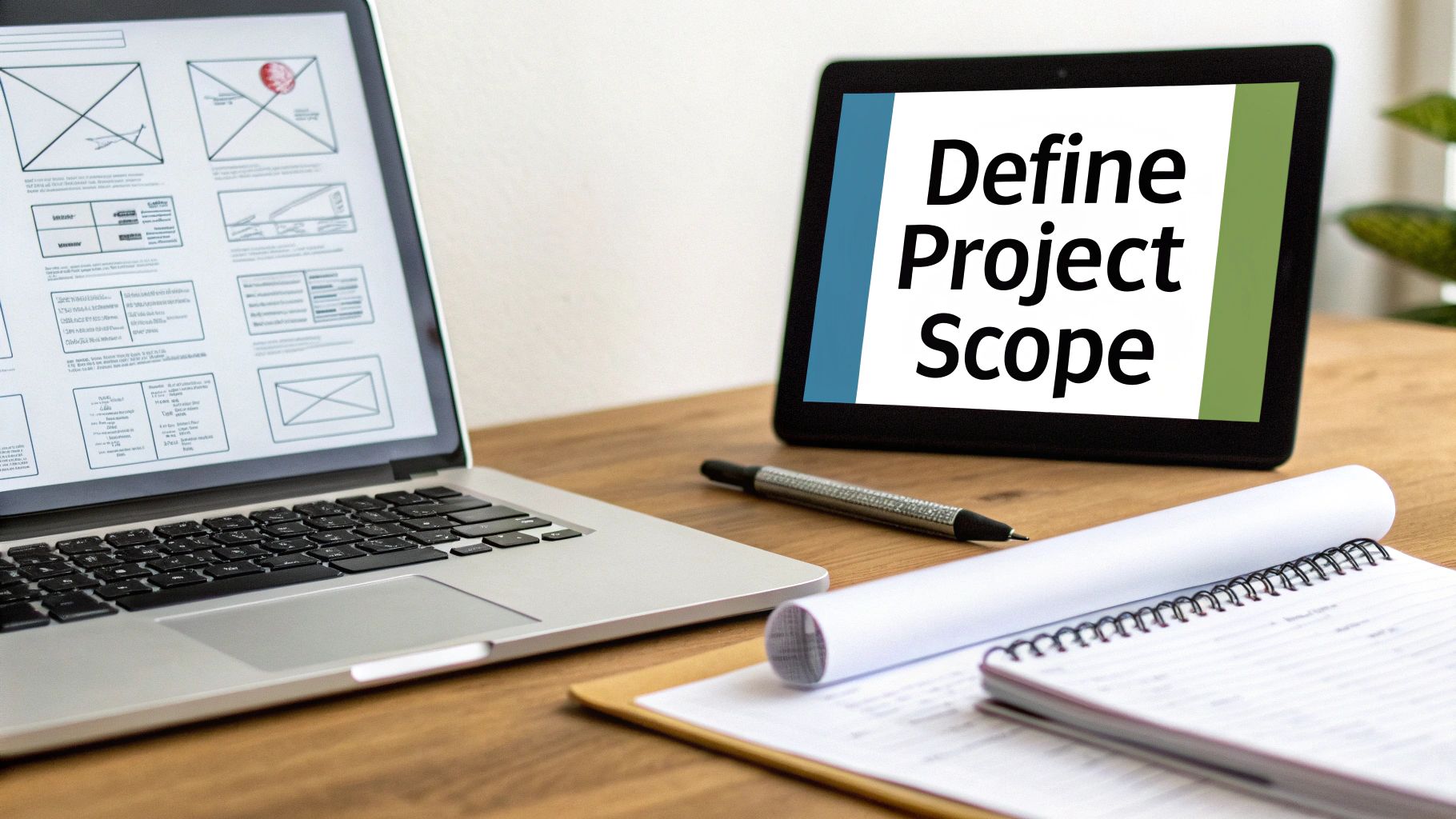 A person sitting at a desk and pointing at a computer screen during a discussion with a colleague.