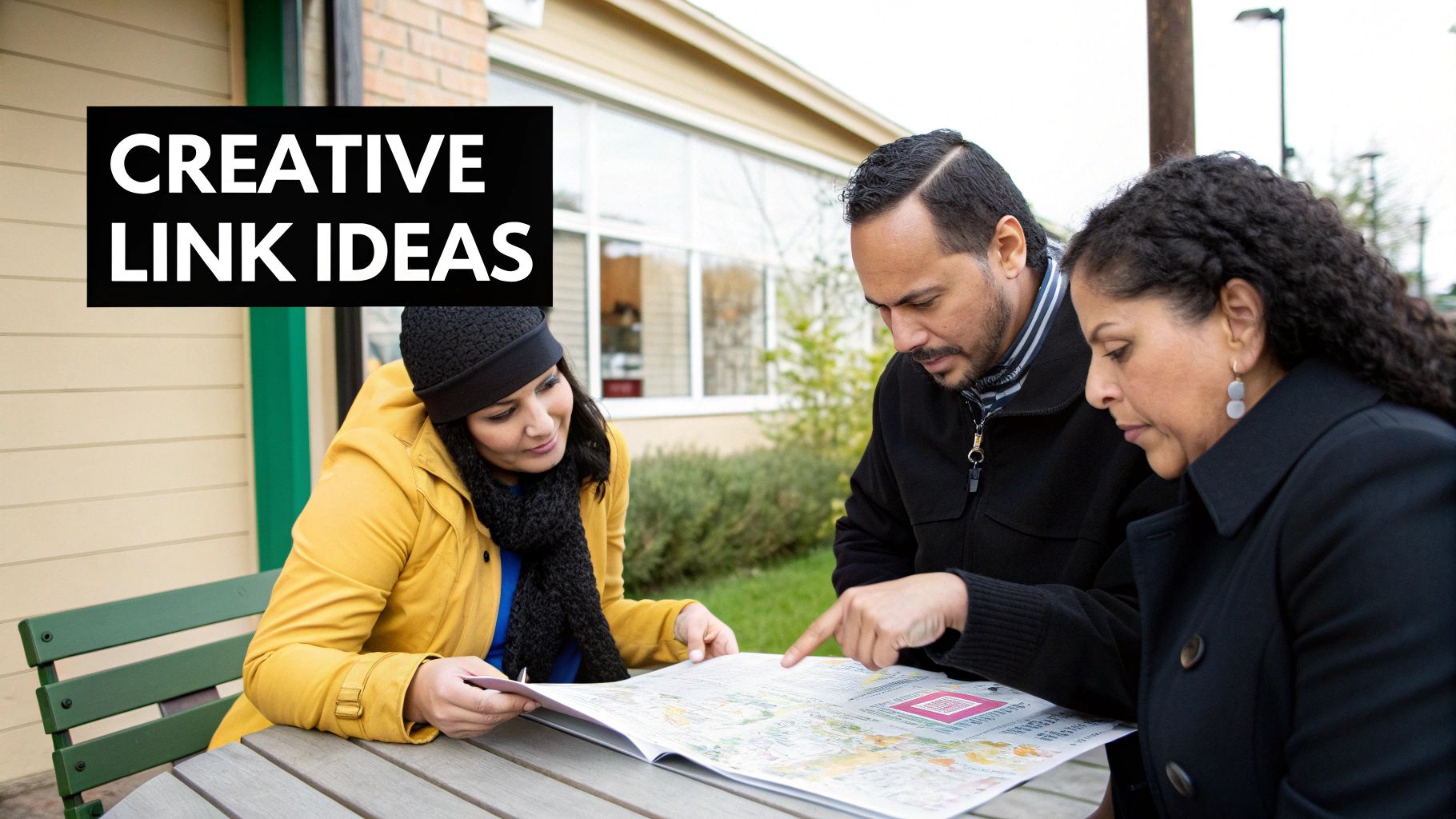 A group of people collaborating on a local project, representing community-based link building