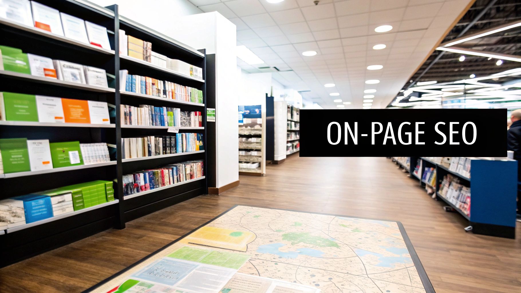 A diagram showing the different components of Search Engine Optimization, including on-page and off-page factors.