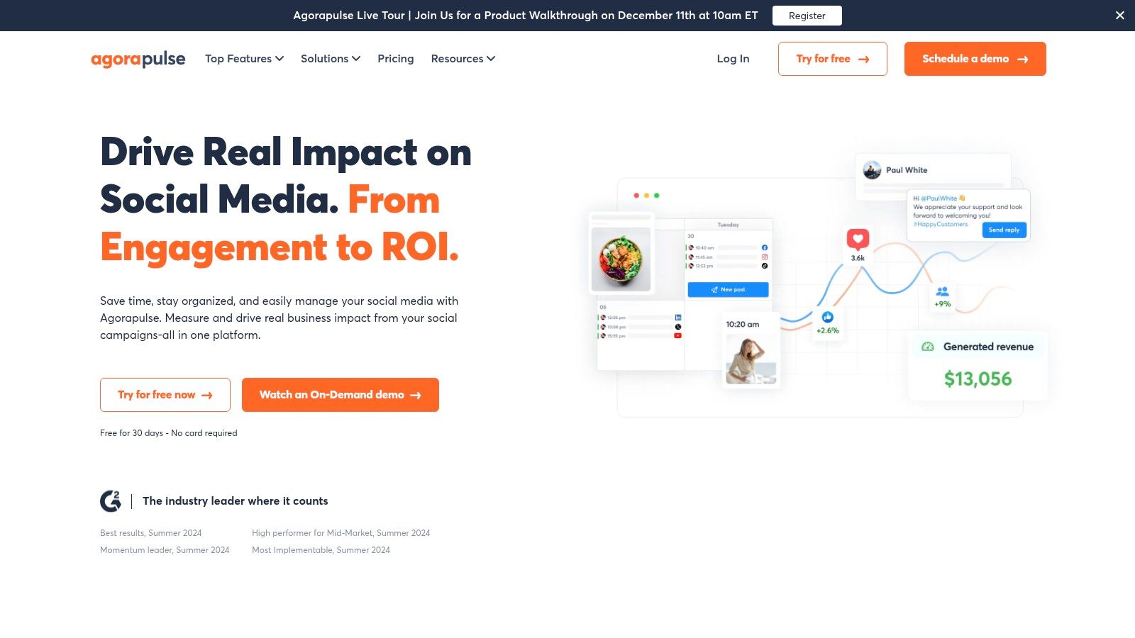 Agorapulse social media dashboard
