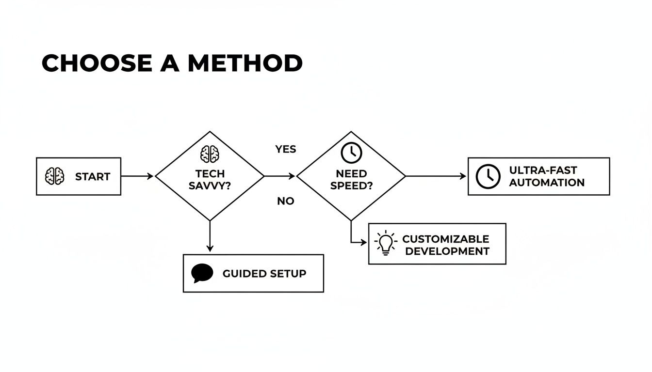 A flowchart detailing a decision-making process to choose between different methods based on user preferences.