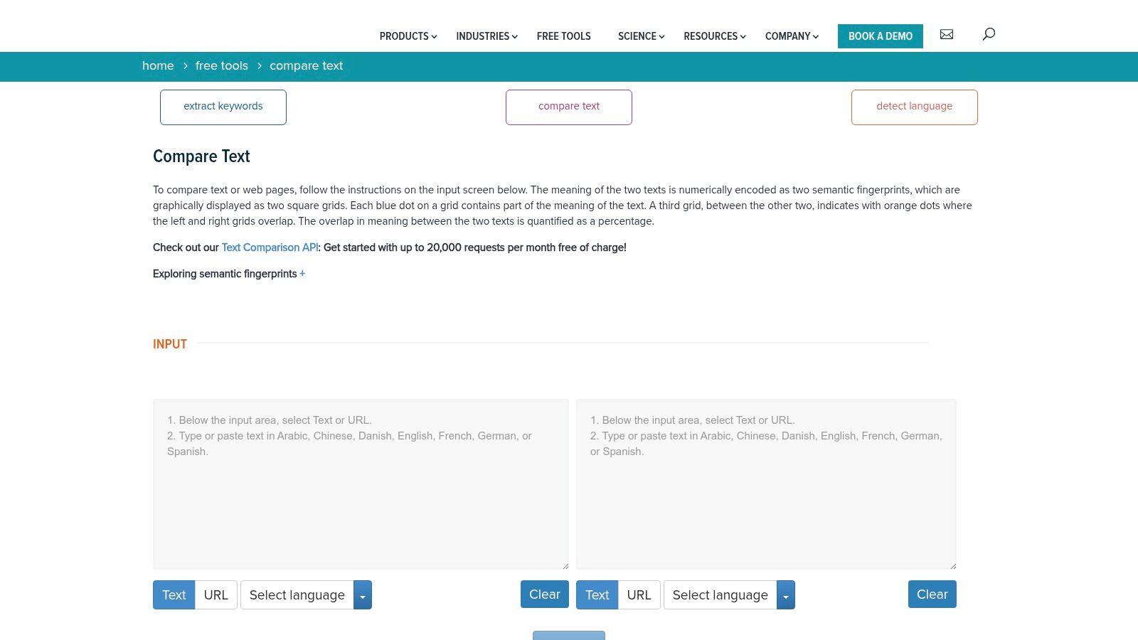 Cortical.io Compare Text (Semantic)