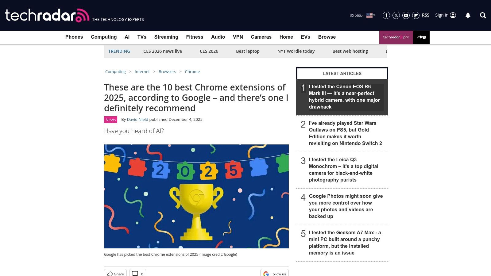 TechRadar – Google‑recommended Chrome extensions coverage