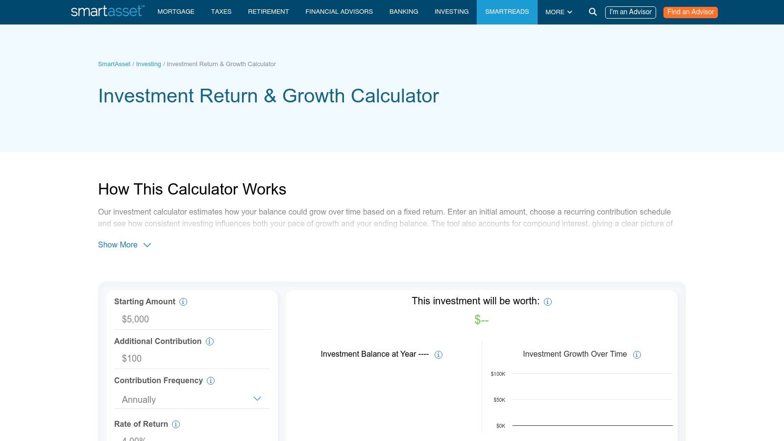 SmartAsset – Investment Growth Calculator