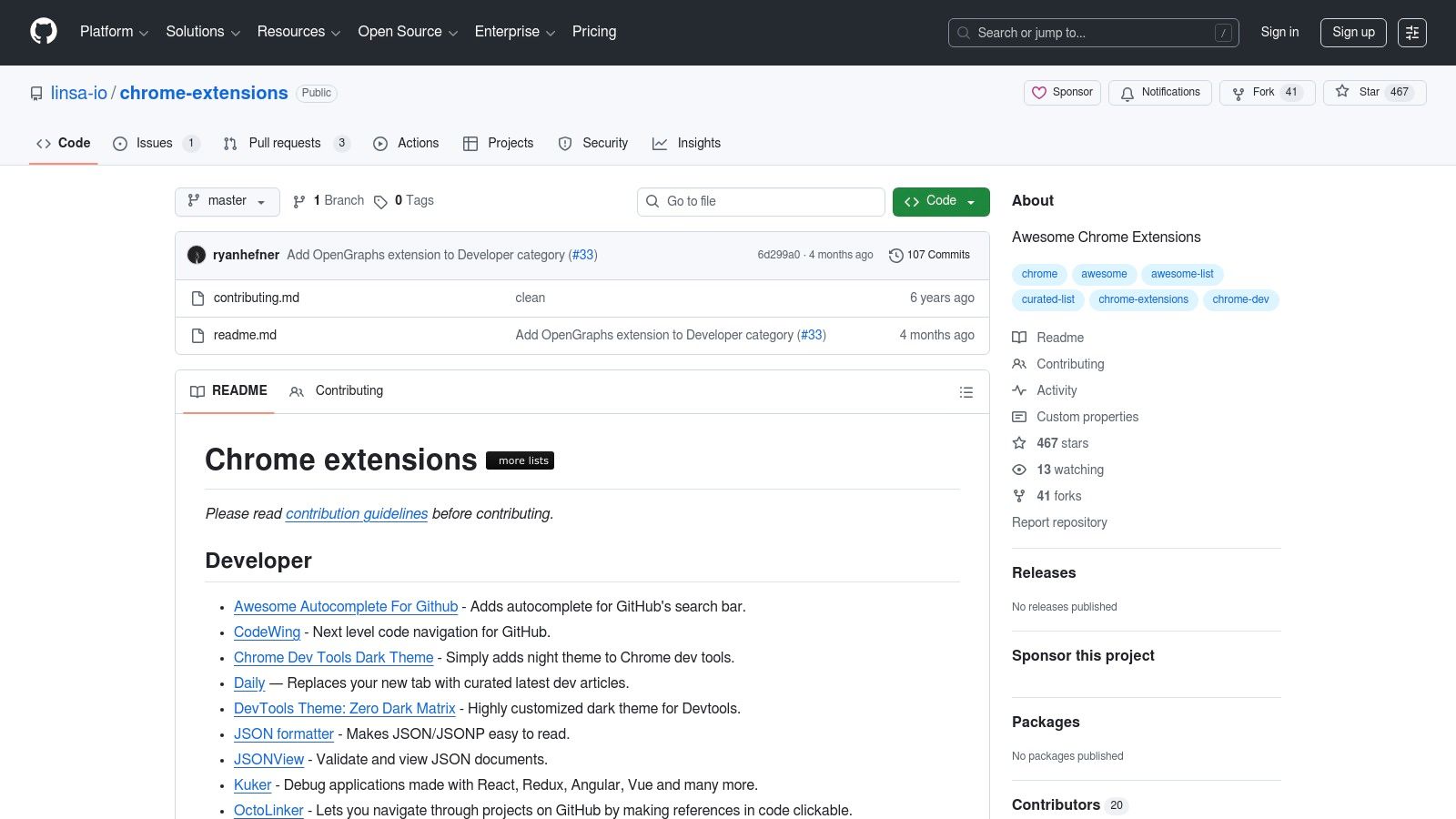 GitHub – "Awesome Chrome Extensions" (Learn‑Anything list)