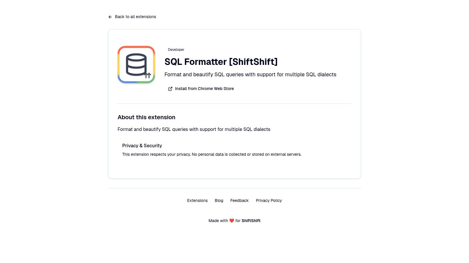 SQL Formatter [ShiftShift]