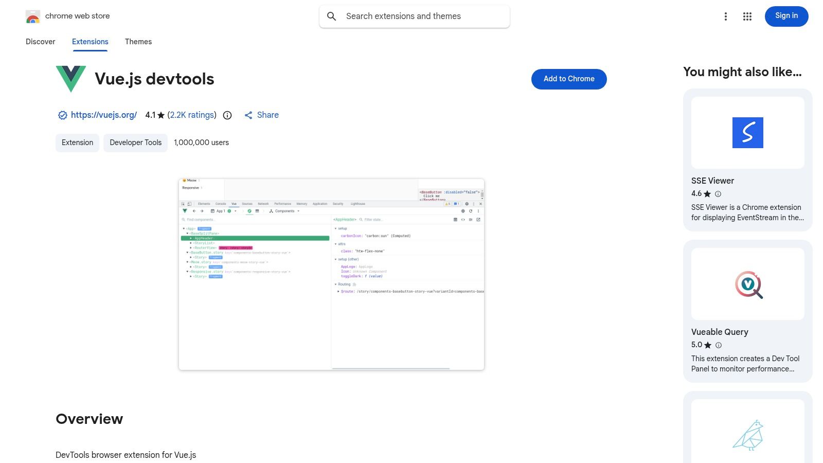 Vue.js Devtools – official Chrome Web Store