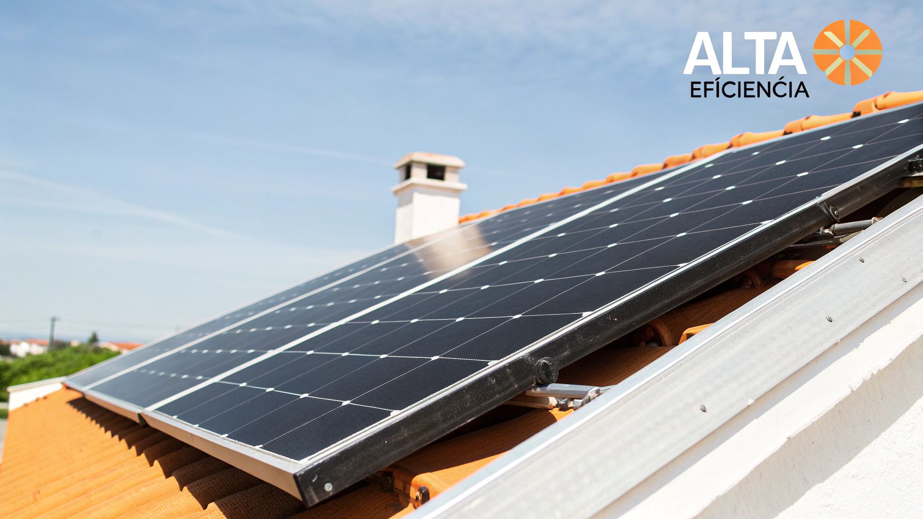 Paneles solares monocristalinos de color negro uniforme instalados en un tejado moderno