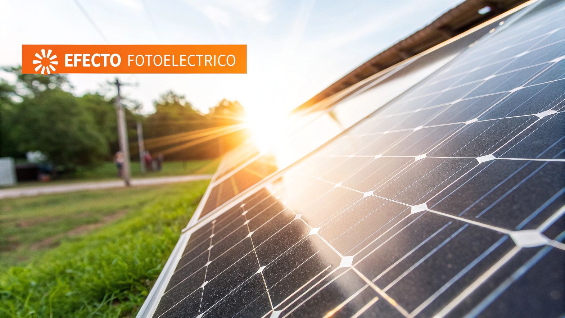 Paneles solares instalados en el tejado de una casa con el sol brillando intensamente.