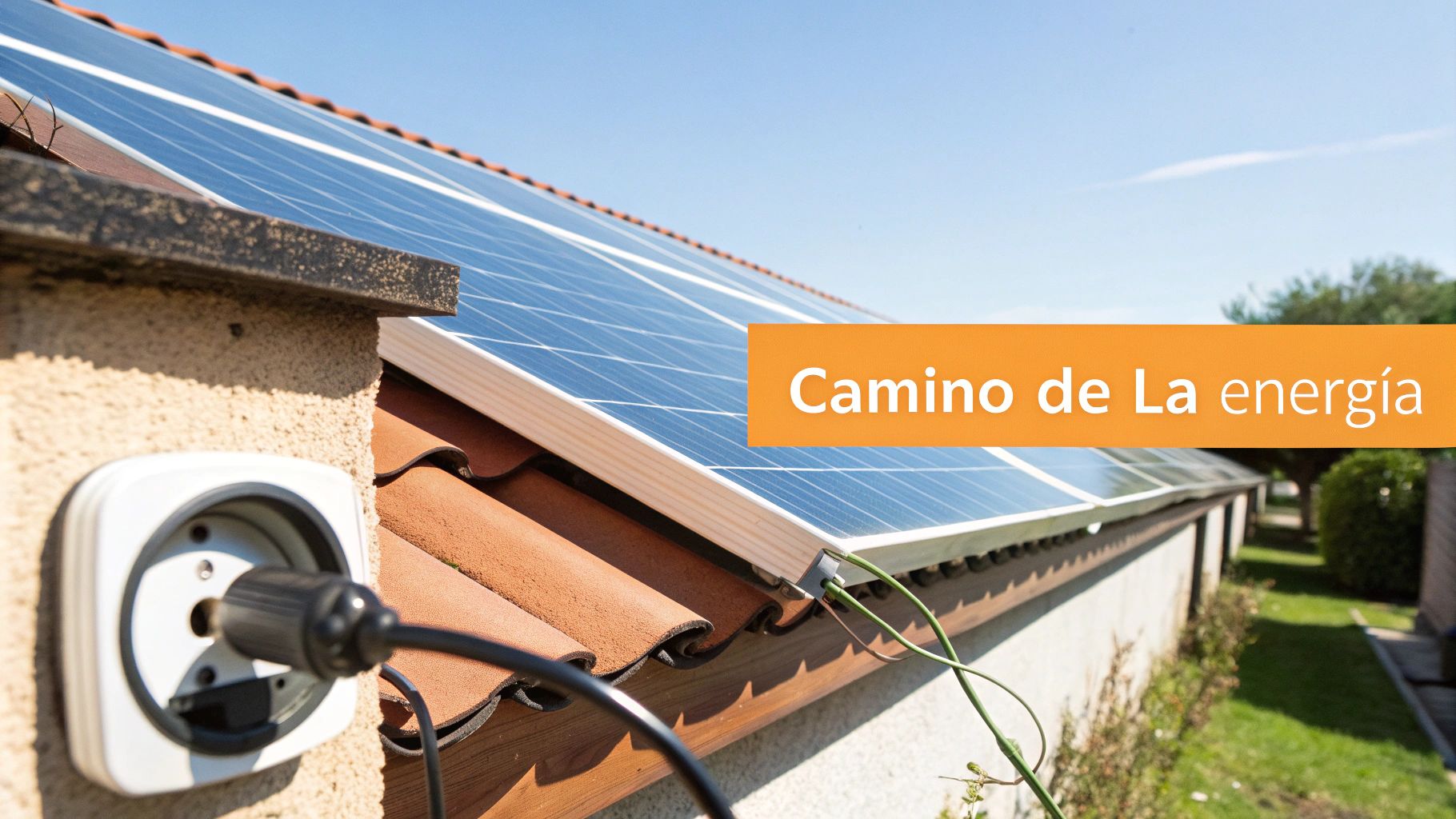 Un esquema que ilustra el flujo de energía desde los paneles solares, pasando por el inversor y el cuadro eléctrico, hasta llegar a los electrodomésticos de una casa.