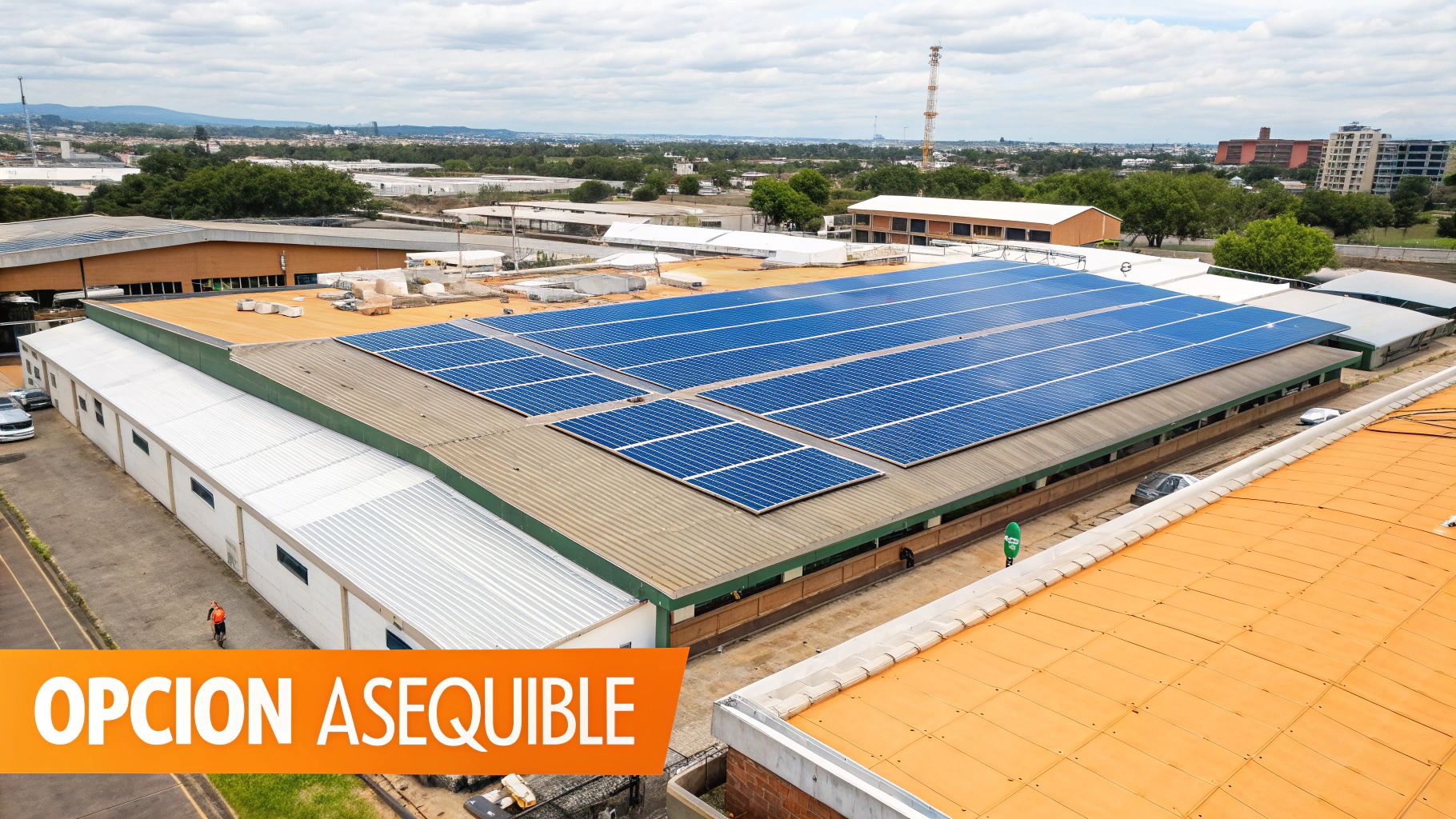 Primer plano de un panel solar policristalino mostrando su característico patrón de mosaico azul moteado