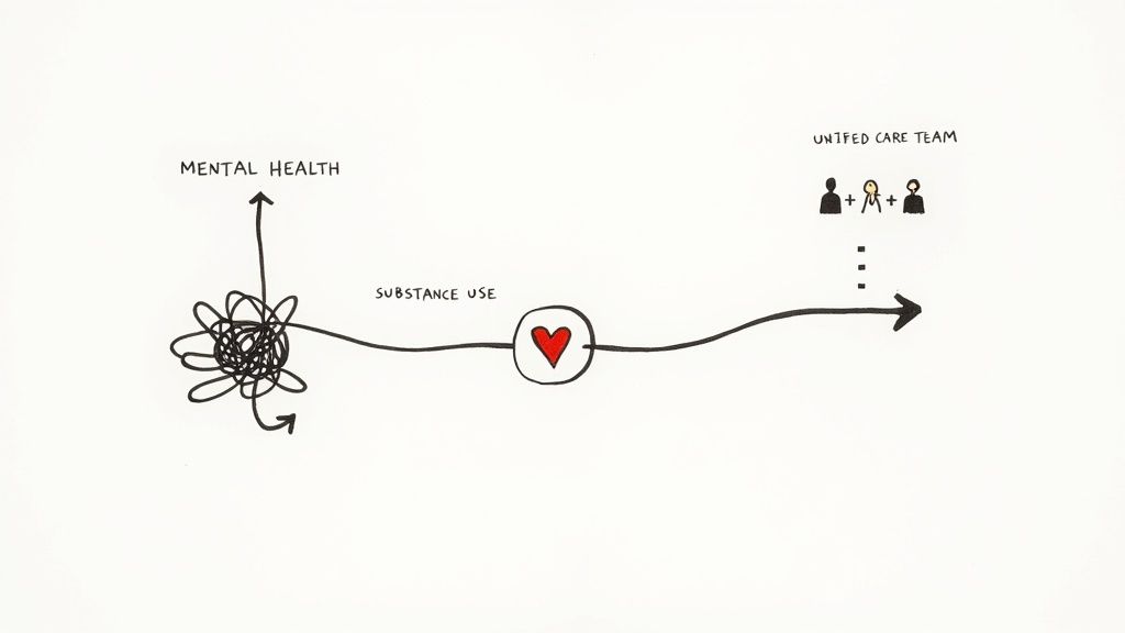 A group of diverse individuals sitting in a circle during a therapy session, showing mutual support and understanding.