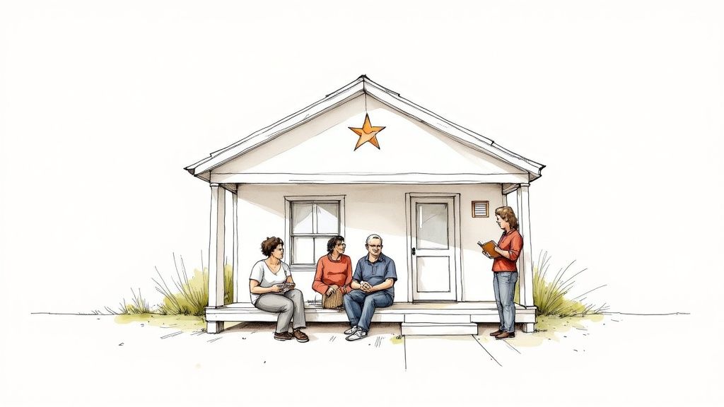 A serene residential home in Texas, representing a peaceful sober living environment.