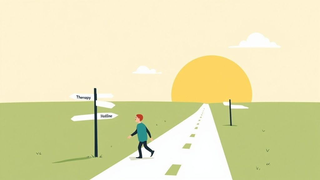 Person reaching out a hand for help in a supportive environment.