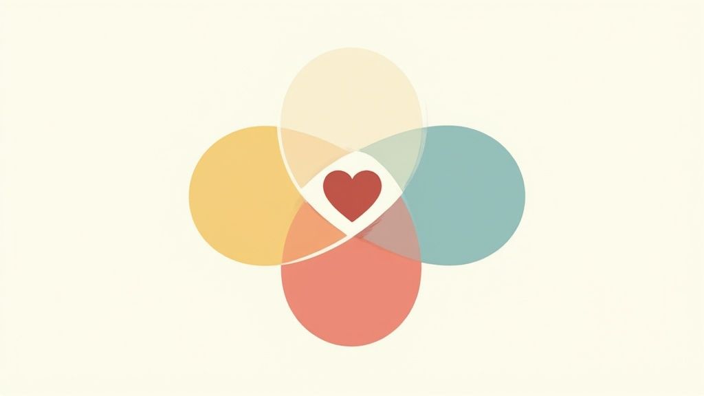 A person meditating peacefully on a wooden deck overlooking a serene forest.