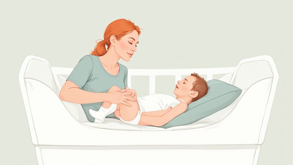 A mother holds her newborn baby close, practicing skin-to-skin contact.